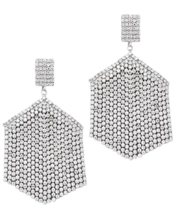 Golden Stella Hexagon Crystal Fringe Earrings