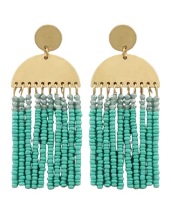 Golden Stella Wedge & Bead Tassel Earrings