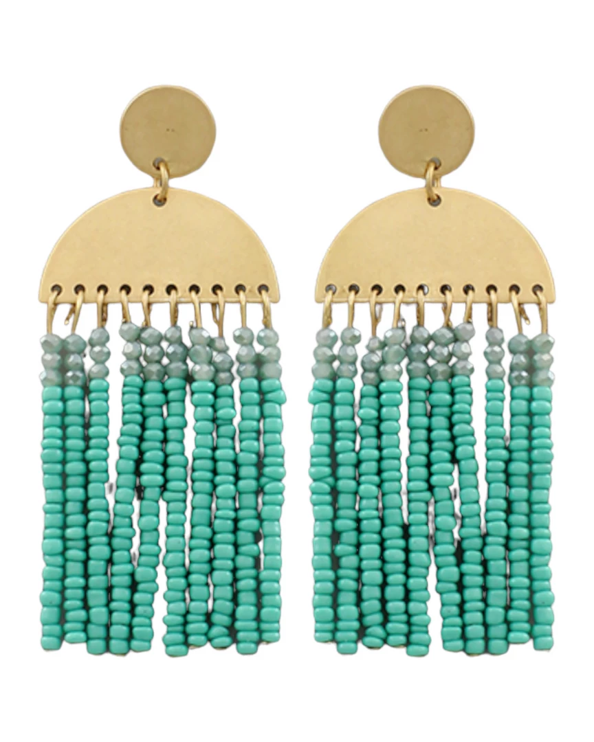 Buy ๐ Golden Stella Wedge & Bead Tassel Earrings ๐ 1 Golden Stella Wedge & Bead Tassel Earrings