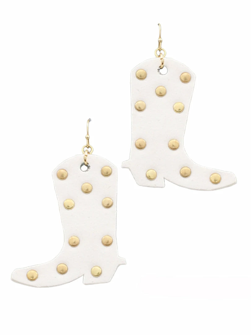 Hot Sale ⭐ Golden Stella Suede Cowboy 🥾 Boots Earrings 🛒 1 Golden Stella Suede Cowboy Boots Earrings