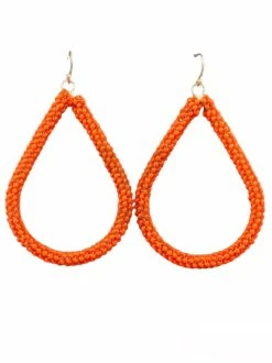 Golden Stella Jewelry Orange Beaded Teardrop Earrings