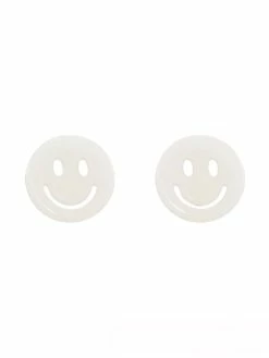Golden Stella Acrylic White Smiley Face Studs Jewelry