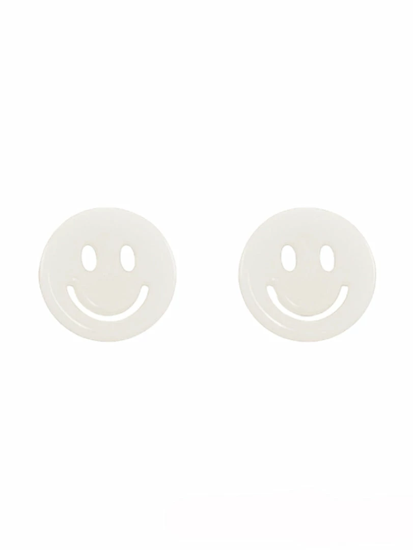 Buy ๐ฅ Golden Stella Acrylic White Smiley Face Studs Jewelry ๐ 1 Golden Stella Acrylic White Smiley Face Studs Jewelry