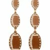 Golden Stella Football Theme Drop Earrings Jewelry