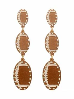 Golden Stella Football Theme Drop Earrings Jewelry