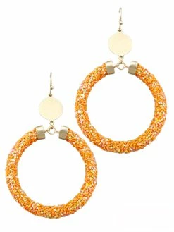 Golden Stella Orange Sparkle Tube Dangle Earrings Jewelry