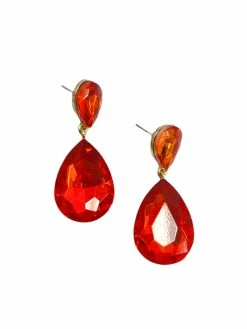 Josie's Boutique Jewelry Orange Rhinestone Pendant Dangle Earrings