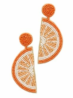 Golden Stella Jewelry Orange Fruit Seed Bead Earrings