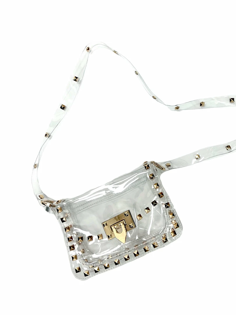 Wholesale 😍 Josie's Boutique Clear Gold Studded Snap Front 👜 Handbag Accessories ⌛ 1 Josie's Boutique Clear Gold Studded Snap Front Handbag Accessories