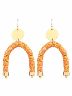 Golden Stella Arch Sparkling Tube Earrings