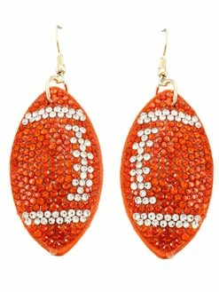 Golden Stella Football Crystal Suede Earrings Jewelry