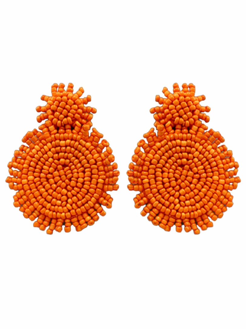 Promo 🎉 Golden Stella Orange Double Bead Disc Earrings Jewelry 😍 1 Golden Stella Orange Double Bead Disc Earrings Jewelry