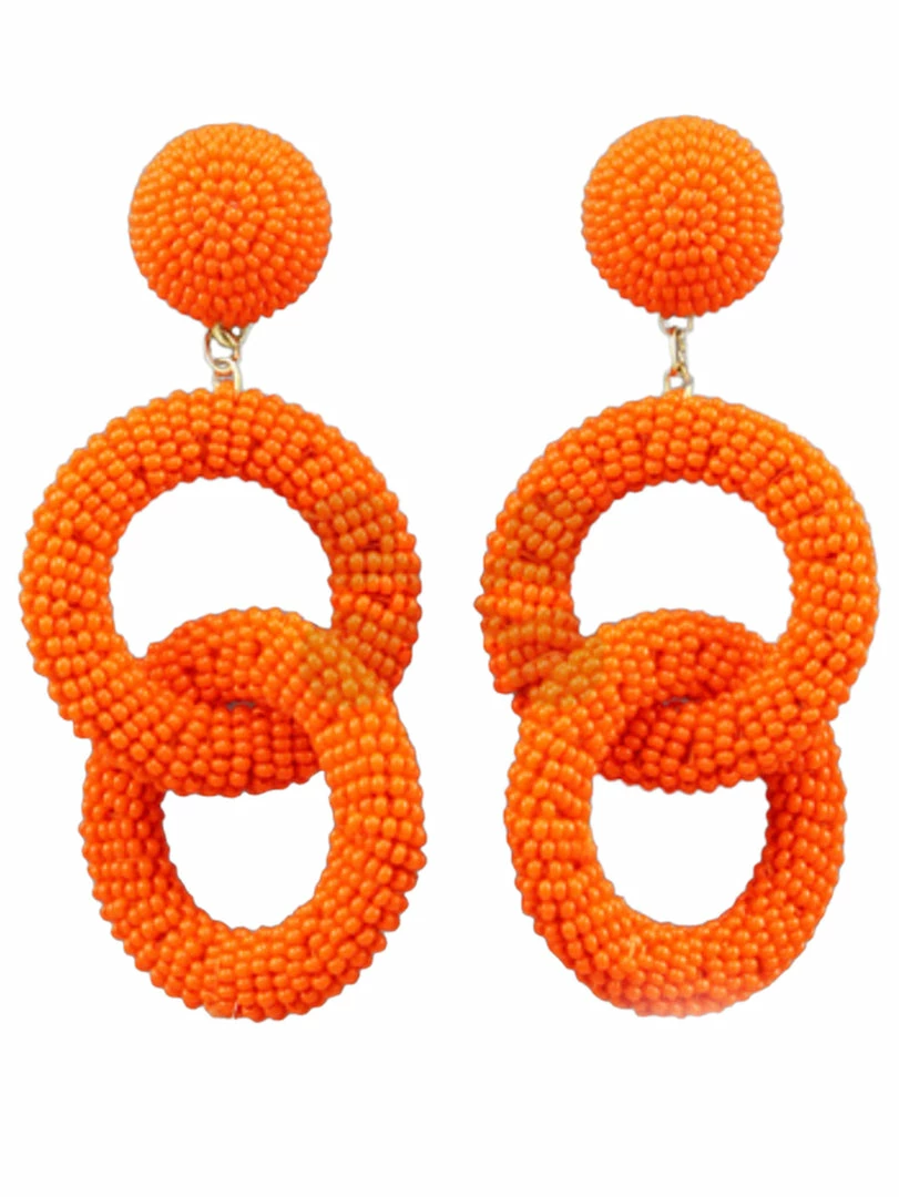 Discount ๐ Golden Stella Orange Seed Bead Link Earrings Jewelry ๐ 1 Golden Stella Orange Seed Bead Link Earrings Jewelry