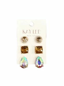 Ashlee Corp Stunning 3 Pair Stud Earring Set
