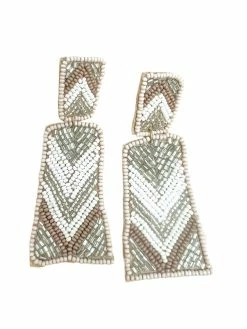 Josie's Boutique Rectangle Seed Beaded Drop Earrings