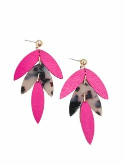 La Bien Aimee Wood And Acetate Pink Earrings