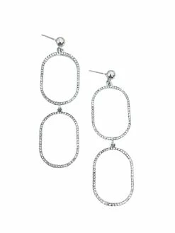 La Bien Aimee Pave Stone Double Oval Earrings