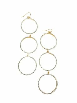 La Bien Aimee Three Part Ring Pave Stone Earrings
