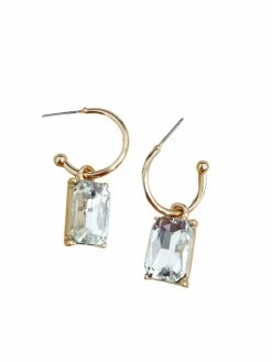 La Bien Aimee Open Hoop With Glass Bead Earrings