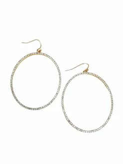 La Bien Aimee Oval Pave Stone Earrings