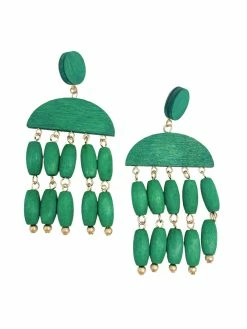 La Bien Aimee Wooden Bead Tassel Earrings