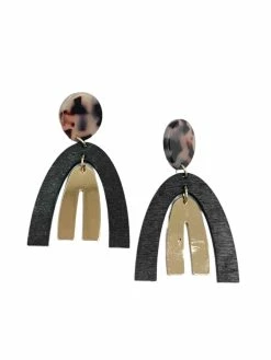 La Bien Aimee Wood And Acetate Black Earrings
