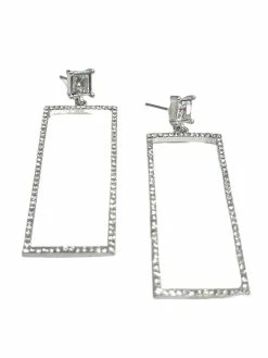 La Bien Aimee Pave Stone Rectangular Earrings