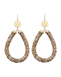 Golden Stella Sparkling Tube Teardrop Earrings