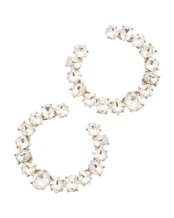 Golden Stella Glass Stone Hoops Earrings