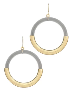 Golden Stella Half Tube Lucite Circle Earrings