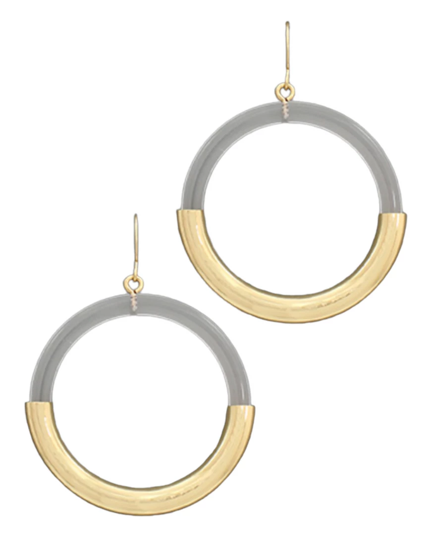 Buy ๐ฅ Golden Stella Half Tube Lucite Circle Earrings ๐ฏ 1 Golden Stella Half Tube Lucite Circle Earrings