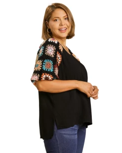 Apparel-Curvy Girl Curvy Love Crochet Sleeve Top
