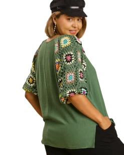Apparel-Curvy Girl Curvy Love Crochet Sleeve Top