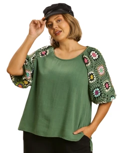 Apparel-Curvy Girl Curvy Love Crochet Sleeve Top