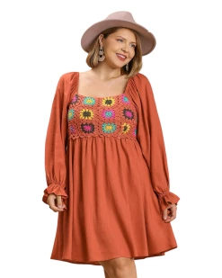 Apparel-Curvy Girl Curvy Here I Go Again Crochet Dress