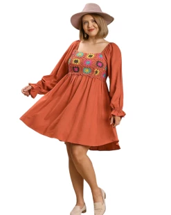 Apparel-Curvy Girl Curvy Here I Go Again Crochet Dress