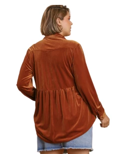 Apparel-Curvy Girl Curvy Time Of My Life Velvet Top