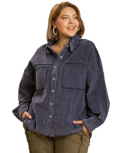 Apparel-Curvy Girl Curvy That Way Corduroy Shacket