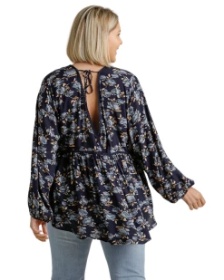 Apparel-Curvy Girl Curvy Think I Love You Floral Babydoll Top