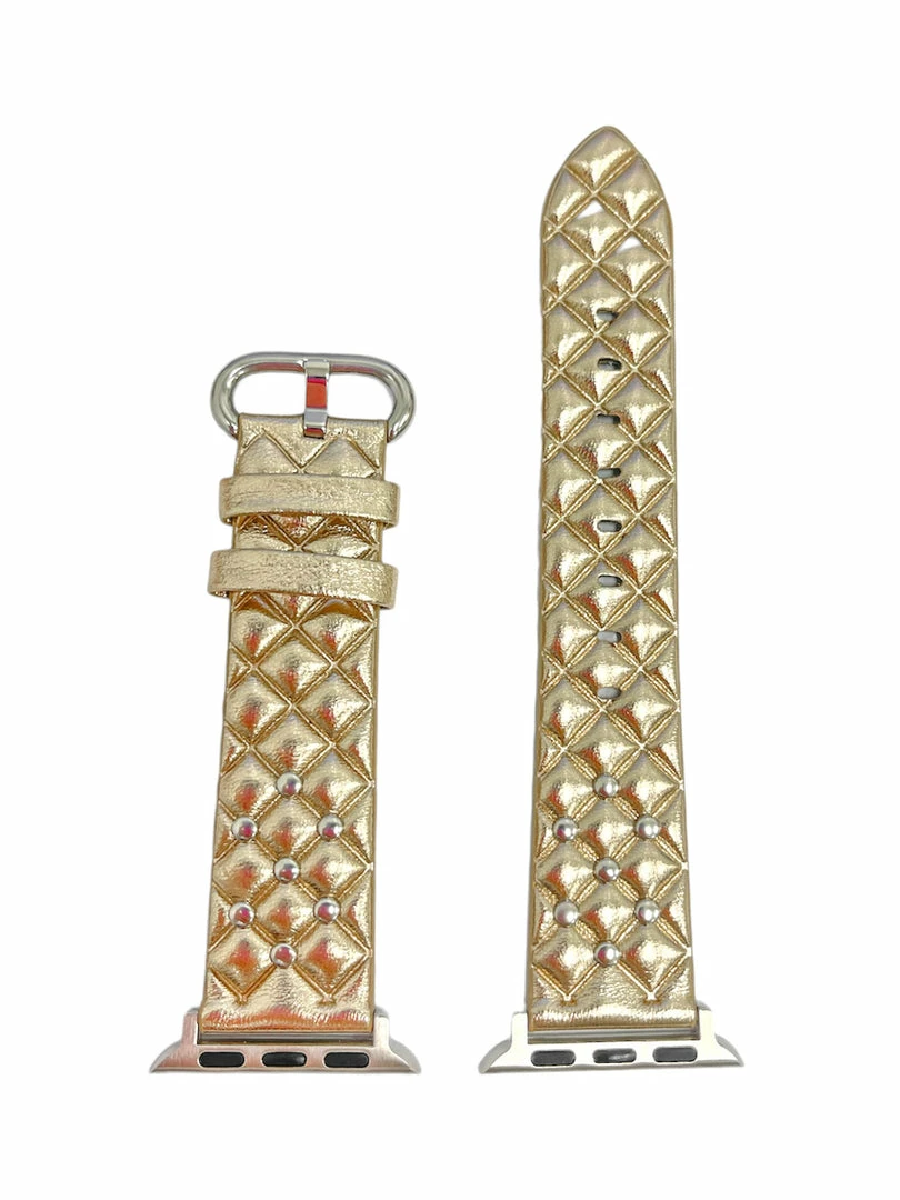 Coupon 🛒 A.N Enterprises Quilted Stud Gold Smart ⌚ Watch Band 👍 1 A.N Enterprises Quilted Stud Gold Smart Watch Band