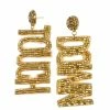 Treasure Import Beaded Gold Touchdown Earrings