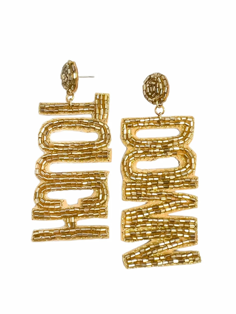 Outlet 🤩 Treasure Import Beaded Gold Touchdown Earrings ❤️ 1 Treasure Import Beaded Gold Touchdown Earrings