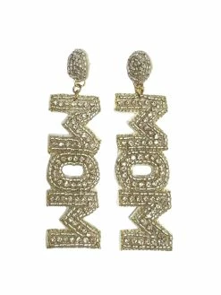 Treasure Import Beaded Silver Mom Earrings