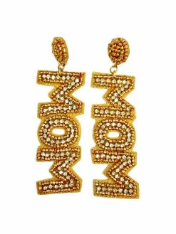 Treasure Import Beaded Gold Mom Earrings
