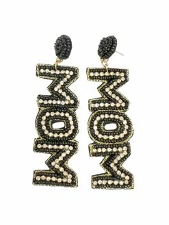Treasure Import Beaded Black Mom Earrings