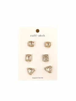 Rough Sketch Rhinestone Stud Earring Set Earrings