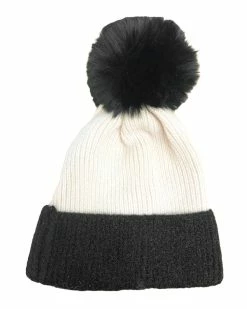 Fame Accessories Hats Ribbed Two Tone Pom Beanie