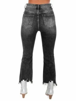 Risen Jeans No Satisfaction Dark Grey Ankle Flare Bottoms