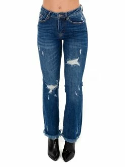 Apparel-Curvy Girl Curvy Owe You Mid Rise Dark Distressed Ankle Flare