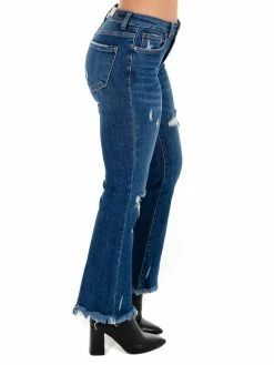 Apparel-Curvy Girl Curvy Owe You Mid Rise Dark Distressed Ankle Flare